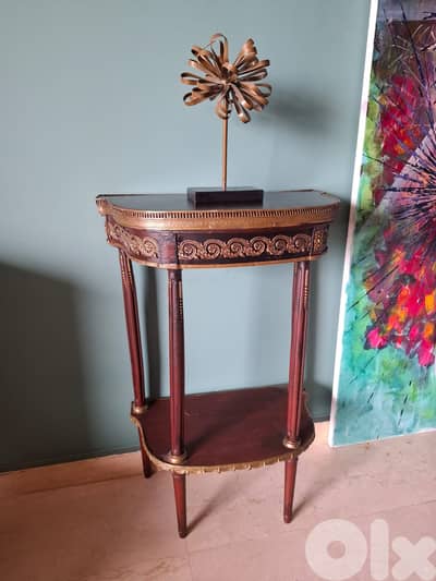 real vintage side table with brass details