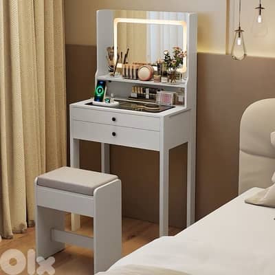 vanity dresser with Led light and built in power strip
