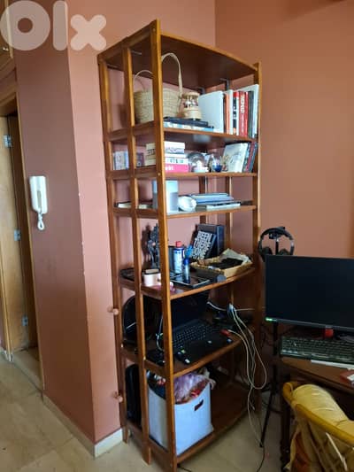 vintage wood bookshelf