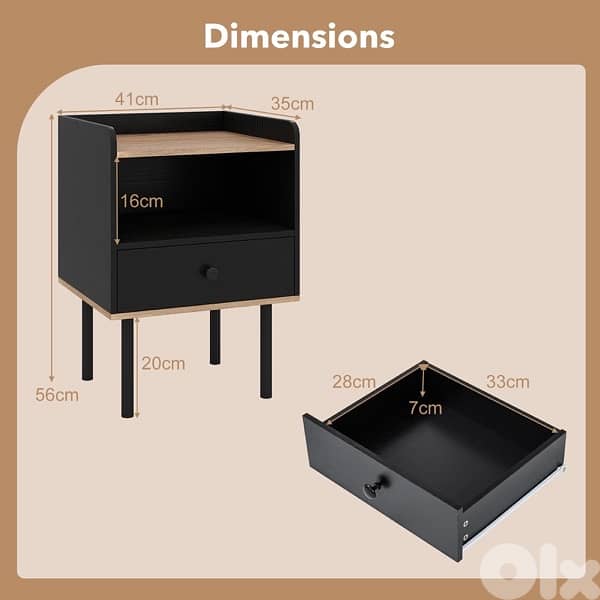 natural and black nightstand 1