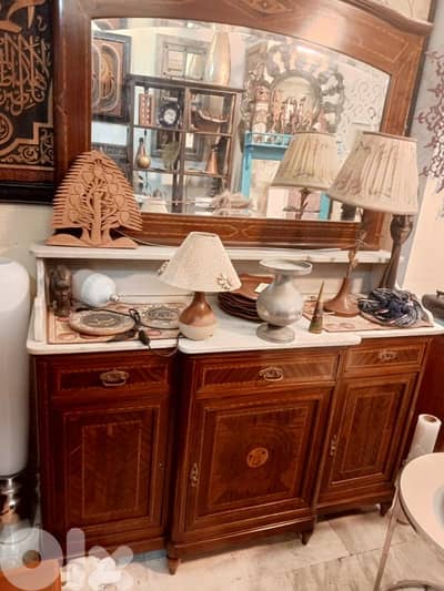 Antique buffet white marble bowl sink