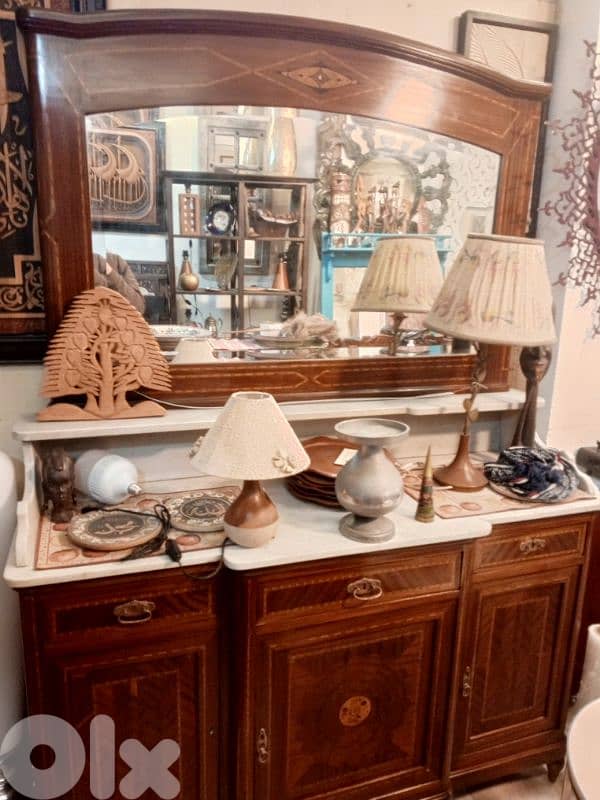 Antique buffet white marble bowl sink 1