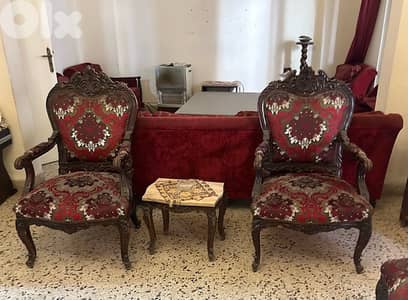 صالون ستيل  ٥ قطع مع ٣ طاولات رخام  750$