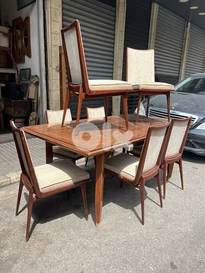 Vintage dining table and 8 chair 1950’s طاولة سفرة تصميم الخمسنيات