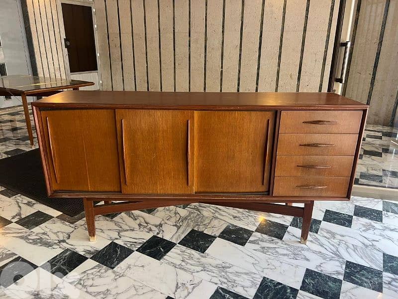 vintage danish teak sideboard with beautiful grain and warm 1