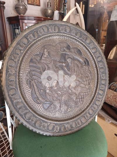 صحن اصفهاني حفر إبرة ناعم انتيك قديم سعر مغري