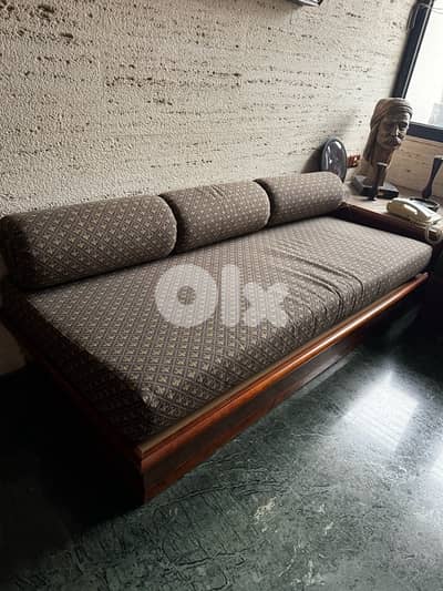 wooden banks reception and table