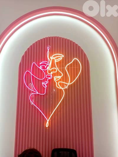 LED Neon Sign Wall Art – Pink & Warm White – 1m x 72cm