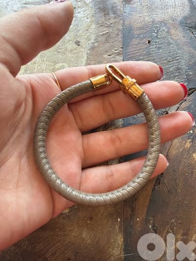 Authentic ZEADES Grey Leather Bracelet with Gold Clasp
