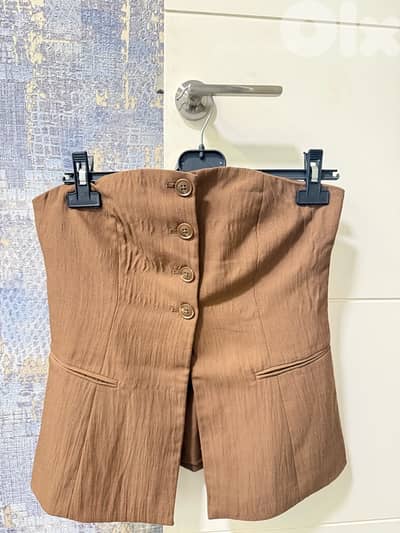 brown bustier top size m from stradivarius