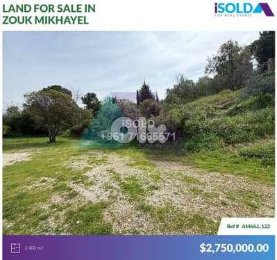 2400m2 land+Panoramic view 4sale in Zouk mikhayel- Road Frontage