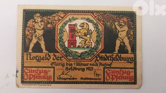 German Emergency money Banknote "Helberg 50 pfennig year 1921