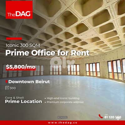 Iconic 300 SQM Office for Rent in Downtown مكتب للايجار