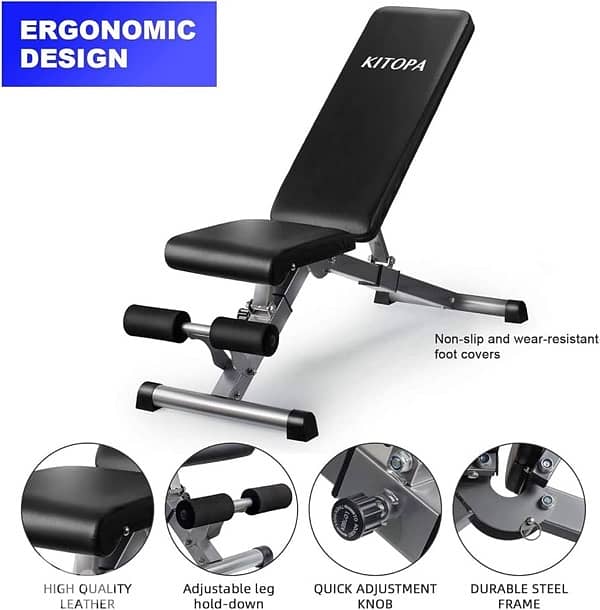 Kitopa Adjustable Weight Bench, Multifunctional Weight 1