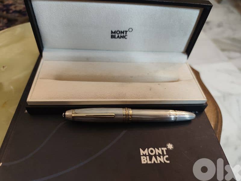 Mont Blanc146 fountain pen,18k gold feather,with solid 925 silver body 1
