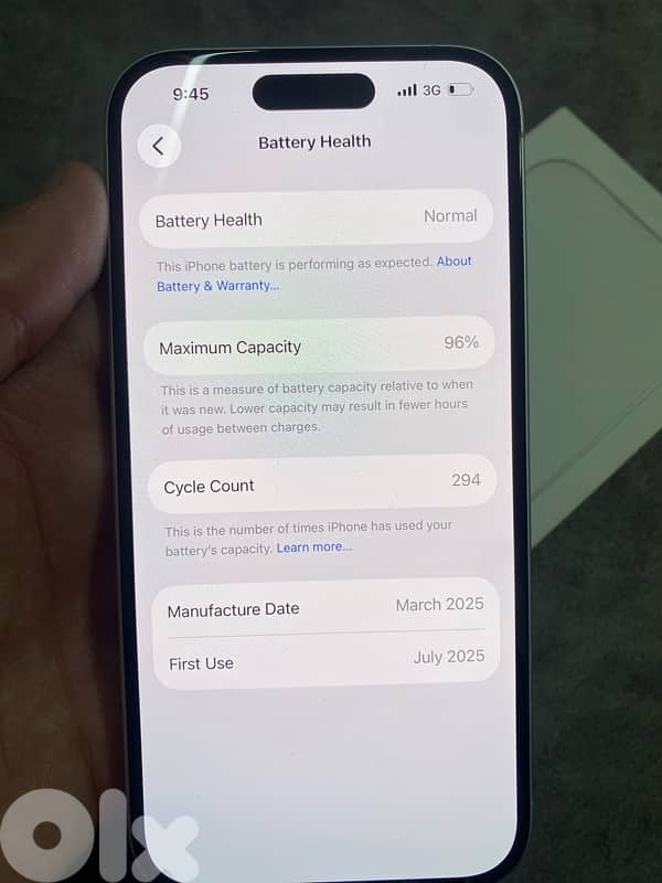 iphone 16 128gb battery 96% 3