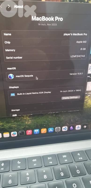 MacBook M3 pro 1 TB/ 8GB RAM 3