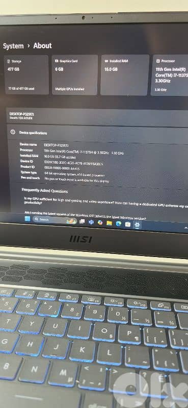 Gaming MSI Stealth cor i7.11th gen /RTX 3060 (6gb) 10