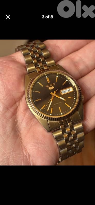 Vintage Seiko 5 Gold Automatic Datejust-SNXJ94 Style-Fluted Bezel 1