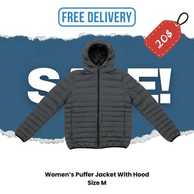 Women’s Puffer Jacket With Hood Size M