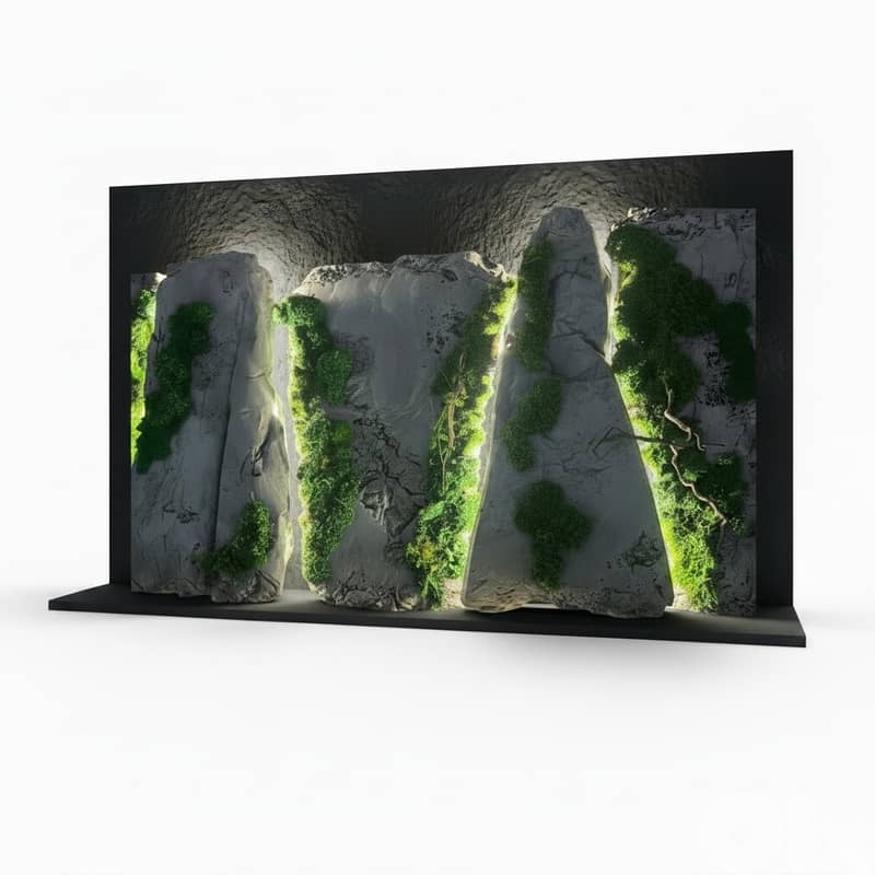 Concrete wall panels with reel moss 1