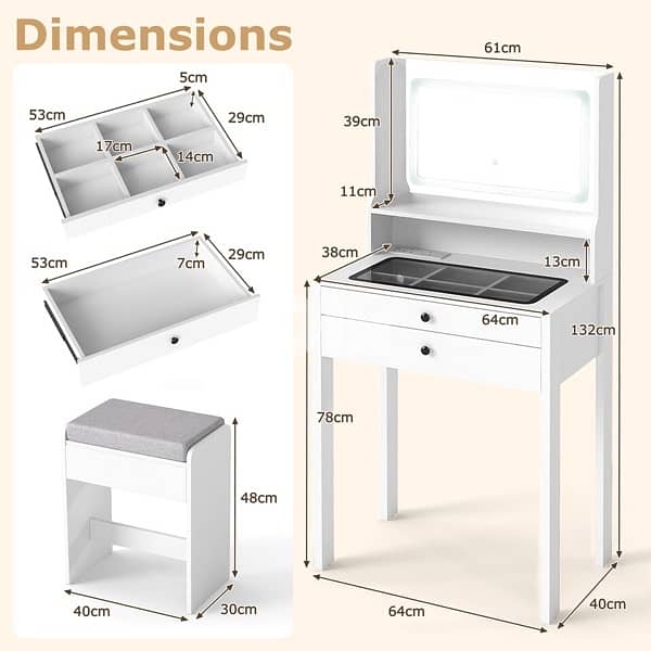 vanity table make up dresser with led light 2