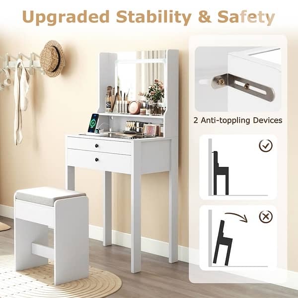 vanity table make up dresser with led light 6