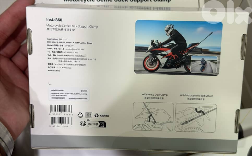 Insta360 Motorcycle Selfie Stick Support Clamp 65$ 1