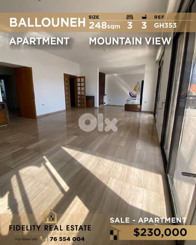 Apartment for sale in Ballouneh GH353 شقة للبيع في بلونه