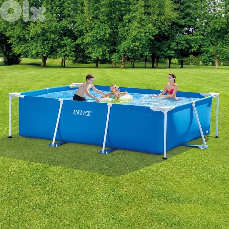Intex Rectangular Frame Above Ground Pool 300 x 200 x 75 CM -حوض سباحة 2