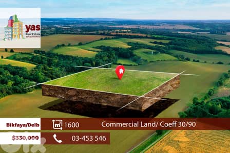 Bikfaya/Delb 1600m2 | Commercial Land | Coeff 30/90 | TCH