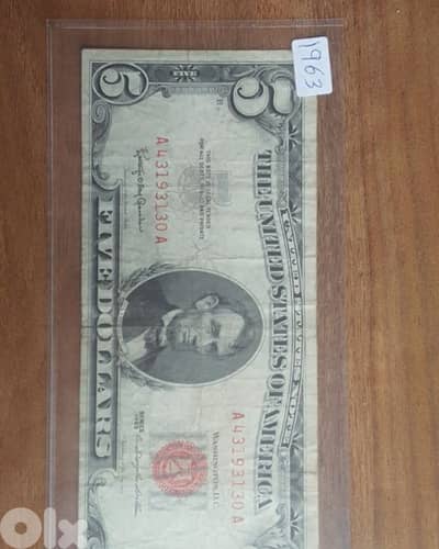 rare 5 dollar bills 1963 A red mark