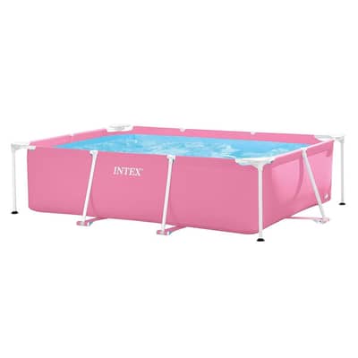 Intex Pink Rectangular Frame Above Ground Pool 220x150x60 CM-حوض سباحة