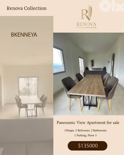 Panoramic View Apartment for sale in Bkenneya