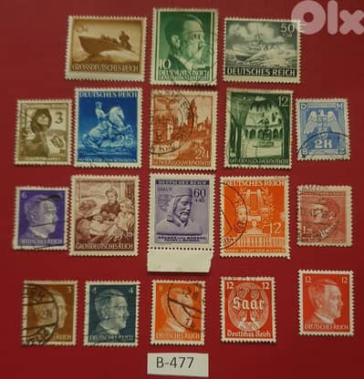 Germany Reich Nazi Hitler lot # B-477 set of 18 stamps