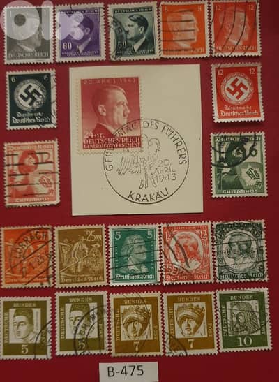 Germany Reich Nazi Hitler lot # B-475 set of 20 stamps