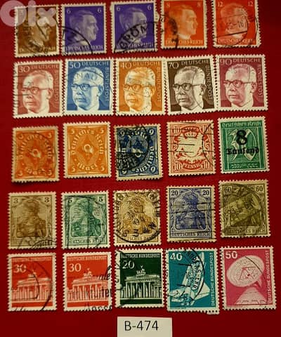 Germany Reich Nazi Hitler lot # B-474 set of 25 stamps