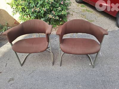 dining chairs of two pieces by designer Vittorio introini chrome Italy