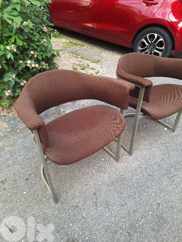 dining chairs of two pieces by designer Vittorio introini chrome Italy 2