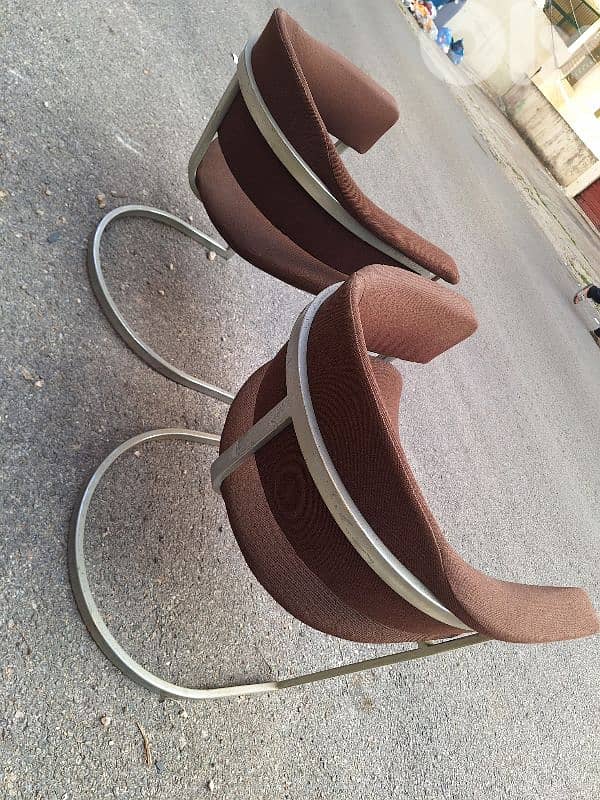 dining chairs of two pieces by designer Vittorio introini chrome Italy 3