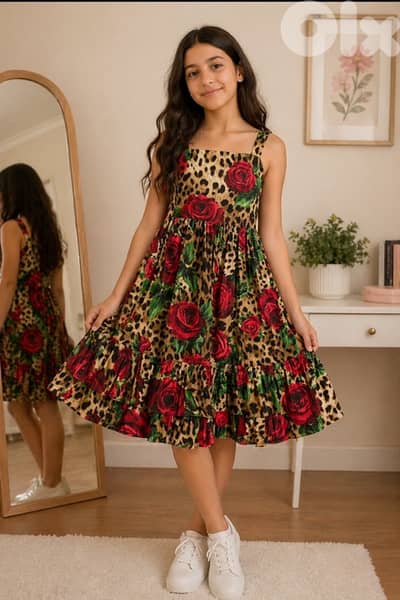 فستان بناتي فاخر – Dolce & Gabbana Leopard & Roses