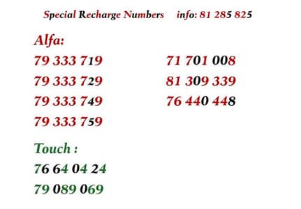 alfa and touch recharge number