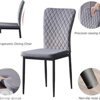 Ainpecca Velvet Armless Dining Chairs Dark Grey Set Of 6 Pcs