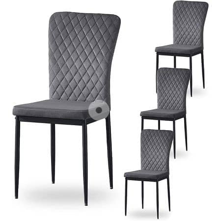 Ainpecca Velvet Armless Dining Chairs Dark Grey Set Of 6 Pcs 2