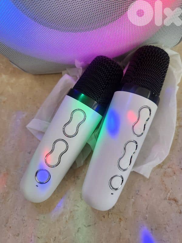 Mini speaker with two microphones 1