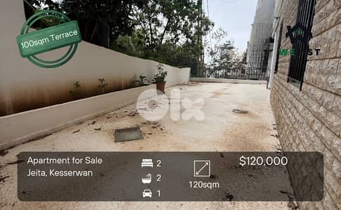 Apartment + 100sqm Terrace for sale in Jeita شقة للبيع قي منطقة جعيتا