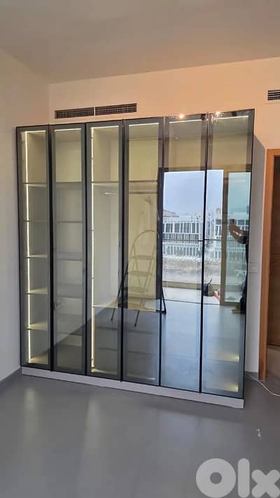 New Modern wardrobes 6 Doors with glass doors high quality