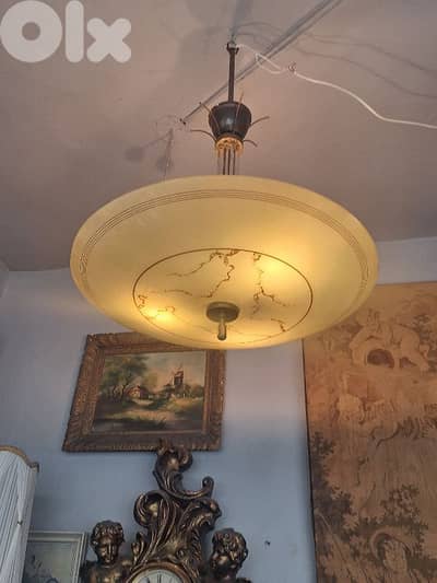 antique midcentury opaline chandelier