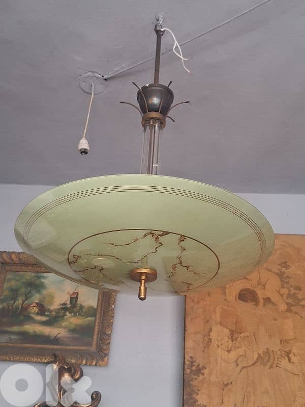 antique midcentury opaline chandelier 1
