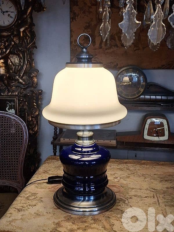 antique english opaline lamp 1